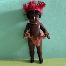 Очень редкая целлулоидная куколка негритянка Minerva, 9 см
