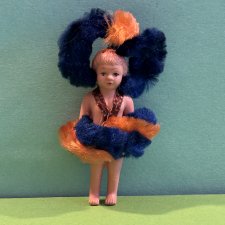 Целлулоидная куколка Wolff, родной аутфит, высота 7 см