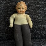 Мягконабивной старая кукла мальчик, высота 18 см