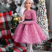 Мохеровое платье для Барби