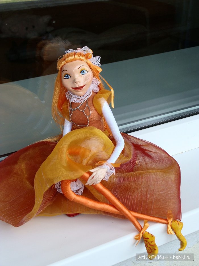 Каролина. Интерьерная кукла ручной работы на проволочном каркасе. Лицо, кисти рук и ступни - соленое тесто