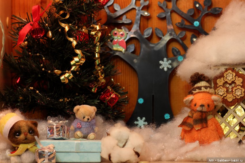 Зима на полке — Домашние фото авторских игрушек: Тедди