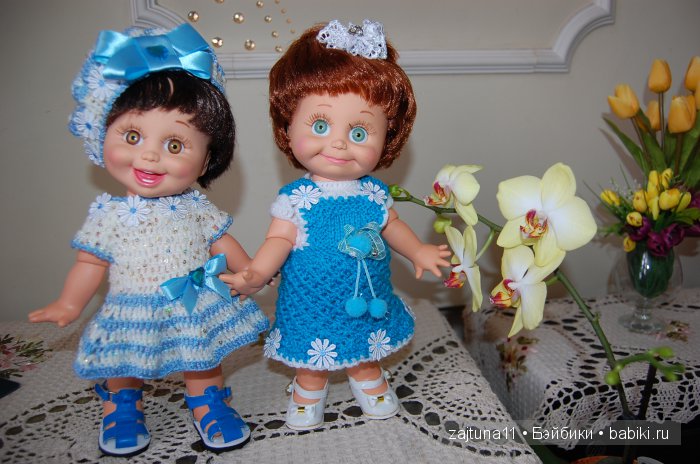 Весенние наряды для моих кукол - девочки в голубом/ Galoob Baby Face dolls