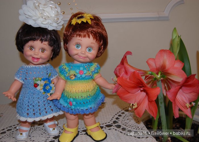 Весенние наряды для моих кукол - девочки в голубом/ Galoob Baby Face dolls (фото 3)