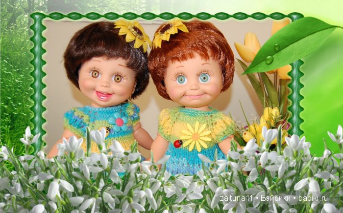 Весенние наряды для моих кукол - девочки в голубом/ Galoob Baby Face dolls
