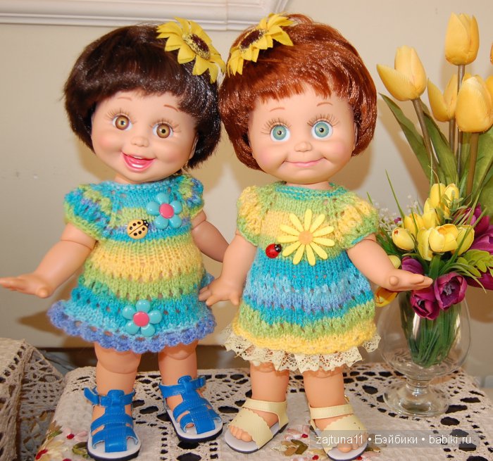 Весенние наряды для моих кукол - девочки в голубом/ Galoob Baby Face dolls (фото 8)