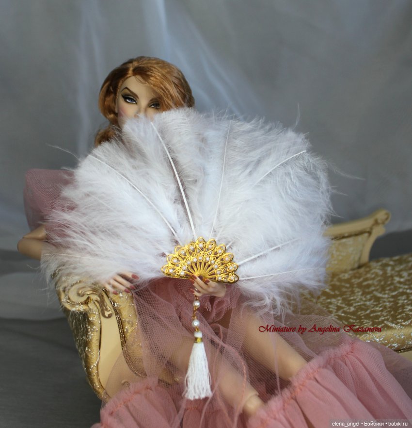 Веер "Лебединое озеро" для кукол Fashion Royalty, Тоннер и других (фото 3)