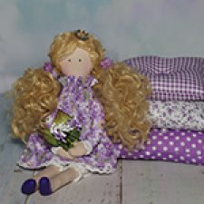 Принцесса на горошине, фиолетовая текстильная кукла