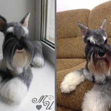 Цвергшнауцер, авторская игрушка из шерсти