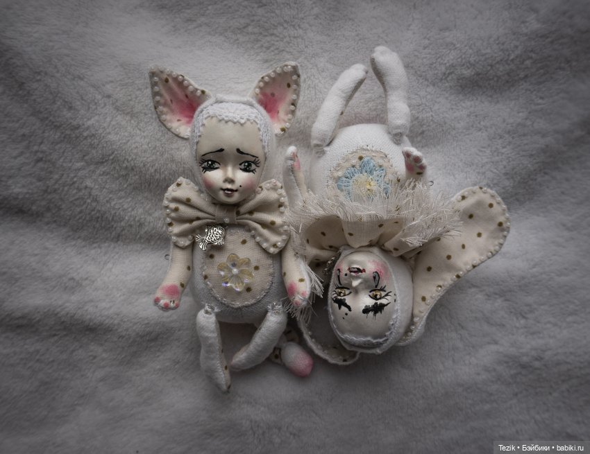 Белый зайка — Авторские мишки Тедди и друзья: фото