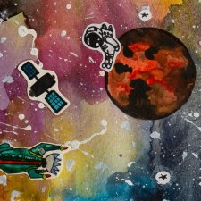 Акварельные открытки на тему космоса