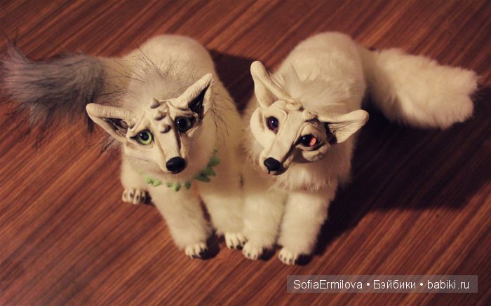 Лисы для Ирины — Игрушки в смешанной технике (мех и глина): Арт (фото 4)