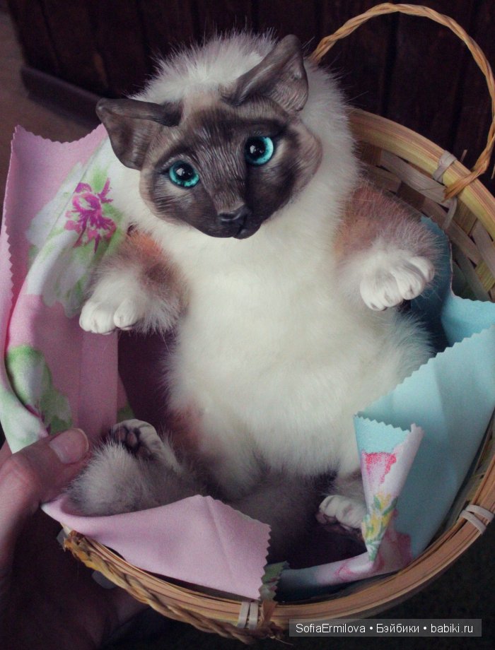 Кот Тимофей — Игрушки в смешанной технике (мех и глина): Арт