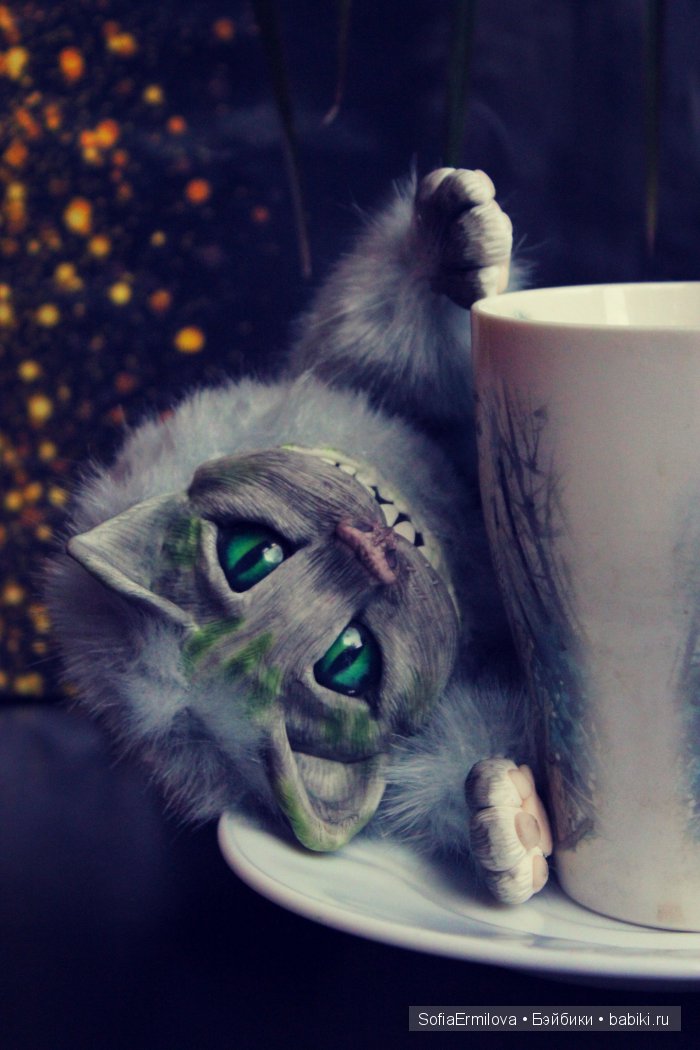 Чеширский кот — Игрушки в смешанной технике (мех и глина): Арт (фото 3)