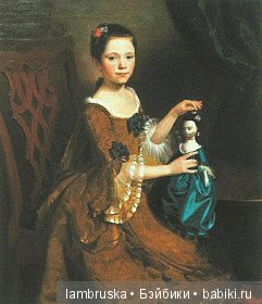 1765 ,Неизвестный художник, девушка с куклой 1765 ,Неизвестный художник, девушка с куклой
