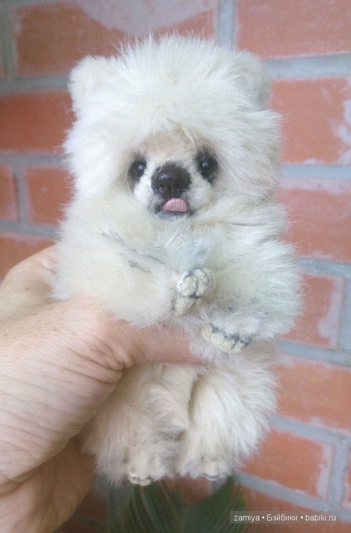 Мишка - щенок улыбашка, авторская игрушка ручной работы (фото 4)