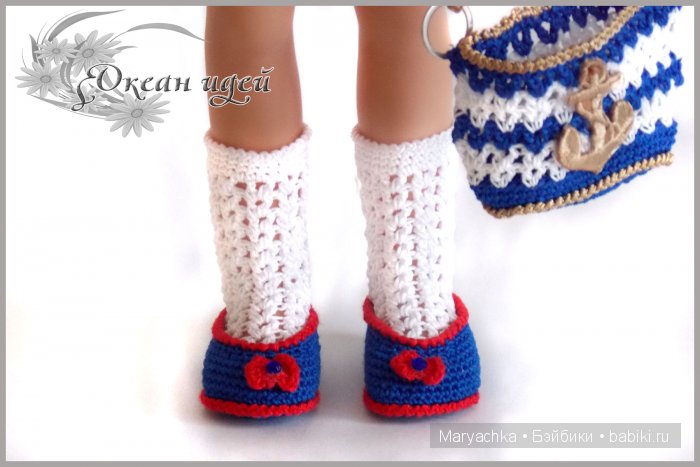 Гольфы и туфли для куклы крючком