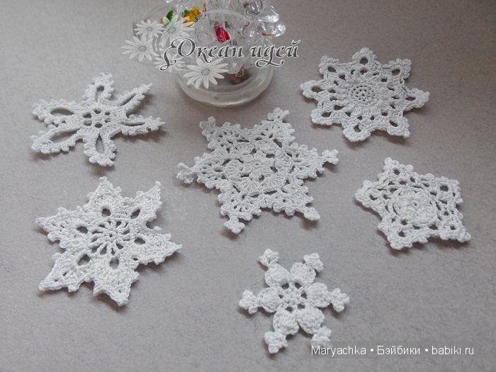 снежинки крючком