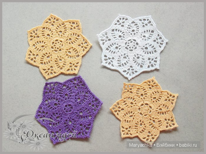 Салфетка крючком - Ледяная лилия