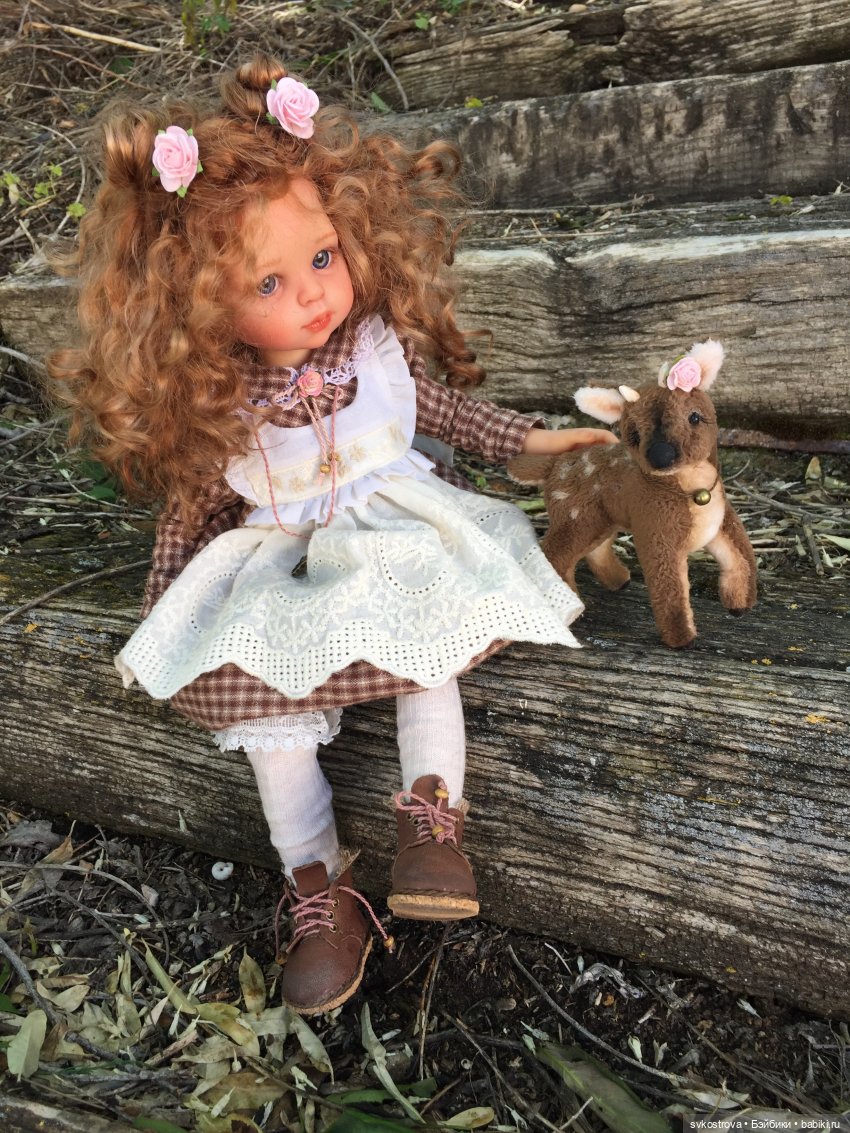 Оленька с олененком — ООАК Paola Reina (Паола Рейна) и испанских кукол: перерисовка (фото 3)
