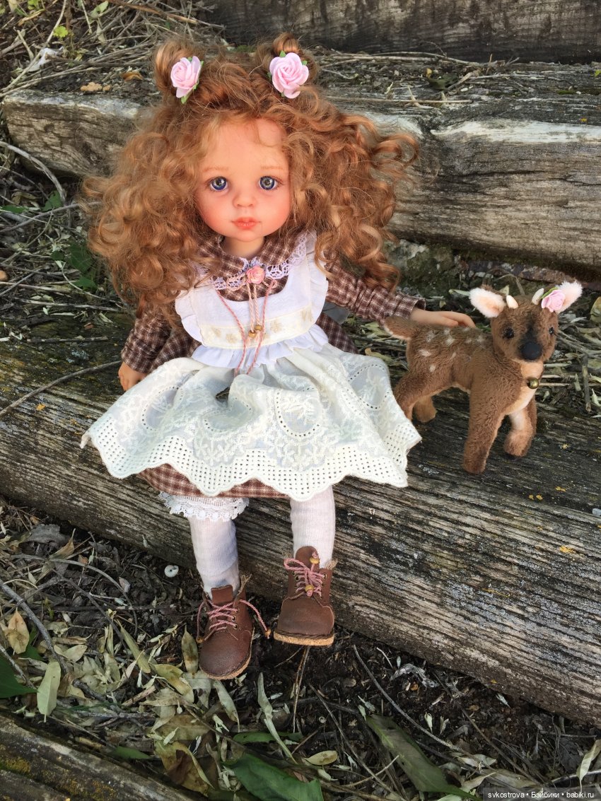 Оленька с олененком — ООАК Paola Reina (Паола Рейна) и испанских кукол: перерисовка (фото 4)