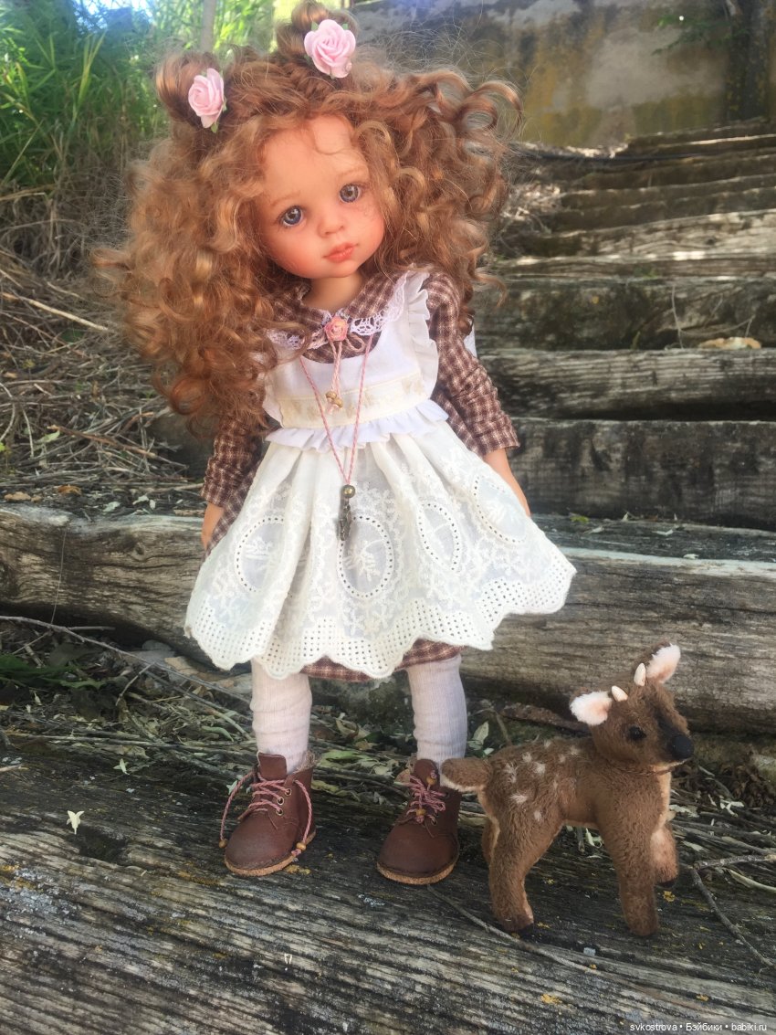 Оленька с олененком — ООАК Paola Reina (Паола Рейна) и испанских кукол: перерисовка