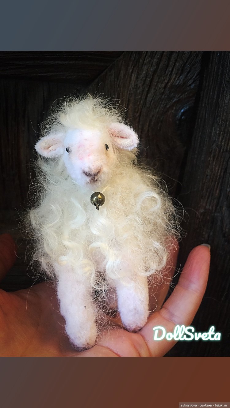 Текстильная кукла - душа, завернутая в ткань. "Девочка с овечкой" (фото 6)