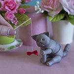 Котик Монти от Елены Рейнер. Шарнирная фарфоровая кукла