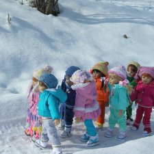 Детский сад на зимней прогулке. Куклы Хайди Плюсцок