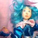 Девочка с голубыми волосами, авторская кукла IraKALI