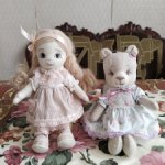 Текстильные куколка и мишка