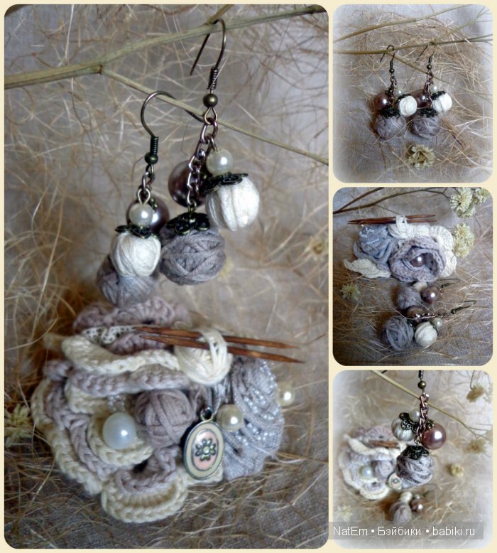 Моя авторская серия комплектов (брошь и серьги) в стиле бохо (фото 5)