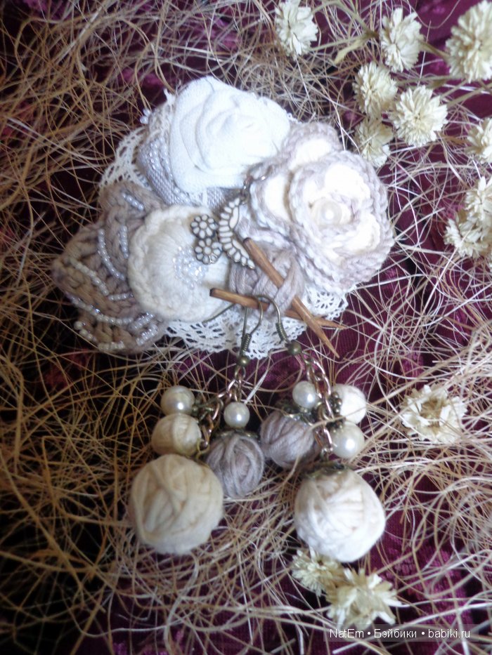 Моя авторская серия комплектов (брошь и серьги) в стиле бохо