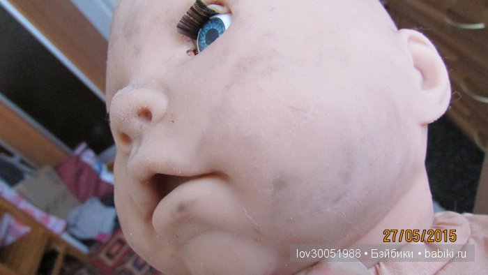 Пятна на лице у куклы (материал ризина) не могу отмыть (фото 4)