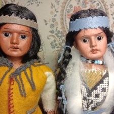 Антикварные куклы-индейцы,пара, продажа только лотом .