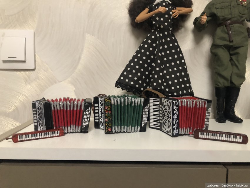 Аккордеон и мелодика. Продолжаю делать инструменты для своего кукольного народного ансамбля (фото 10)