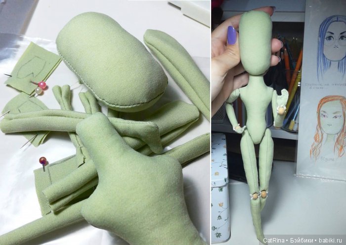 Неформальная Русалка и её рыбий хвост на пуговках. Текстильная авторская шарнирная кукла (фото 2)