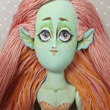 Неформальная Русалка и её рыбий хвост на пуговках. Текстильная авторская шарнирная кукла
