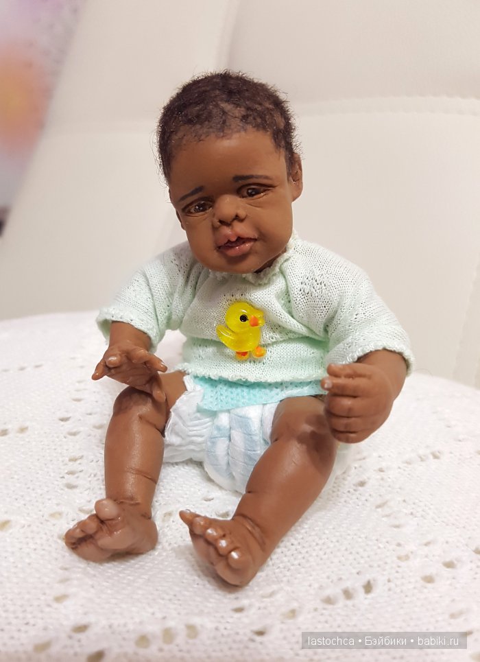 Шоколадный зайчик - авторская мини кукла Елены Ткаченко