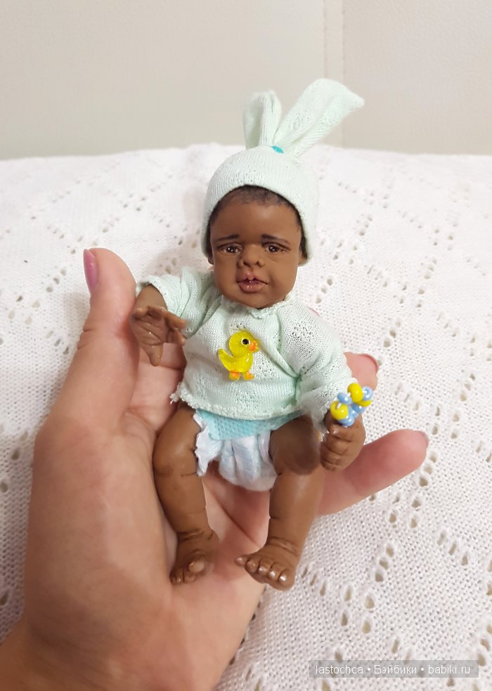 Шоколадный зайчик - авторская мини кукла Елены Ткаченко (фото 3)