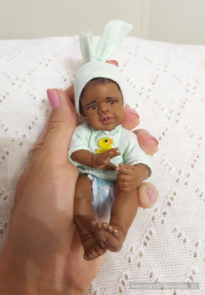 Шоколадный зайчик - авторская мини кукла Елены Ткаченко