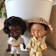 Две куклы  ГДР  VEB Spielwaren Schalkau самые редкие этнические копытки (африканец и китаец)