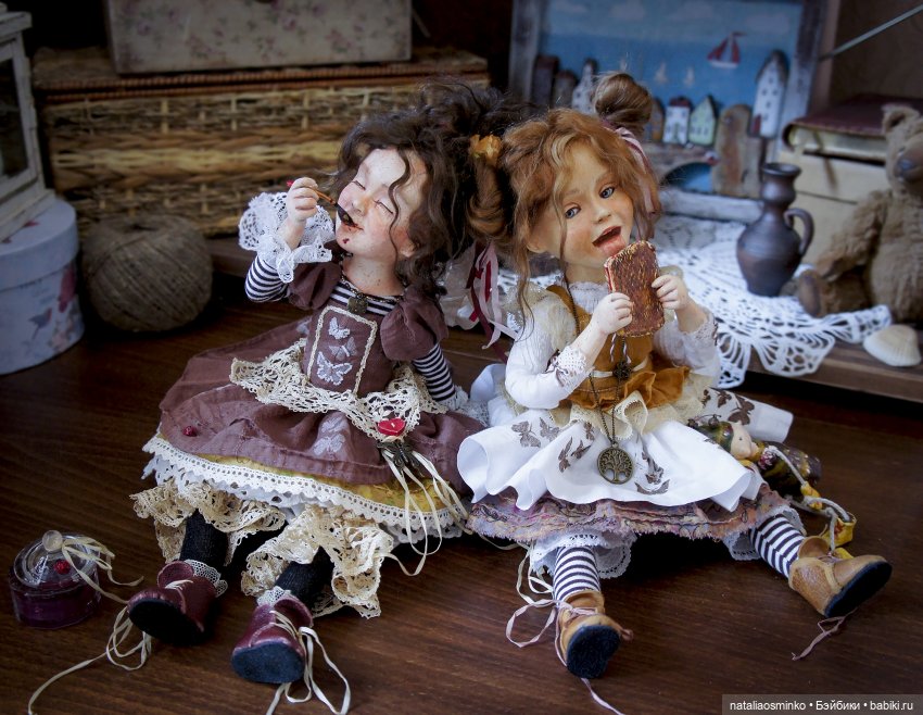 Сестрички-сладкоежки. Авторские куклы Натальи Осминко