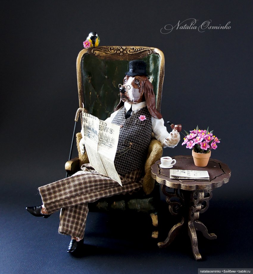 Профессор Бассет Хаунд. Авторские куклы Натальи Осминко