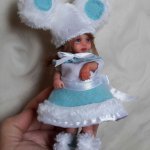 Авторская кукла в костюме мышки, 12 см