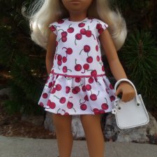 Sasha doll. Платье "вишенки" и сумочка с босоножками