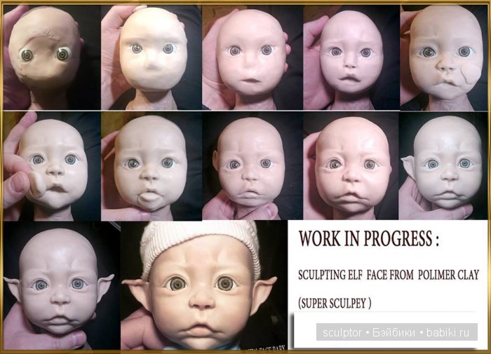 Фото от лепки в глине до готовой силиконовой куклы