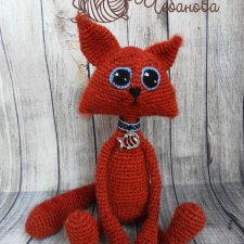 Котик Рыжик. Игрушка вязанные крючком