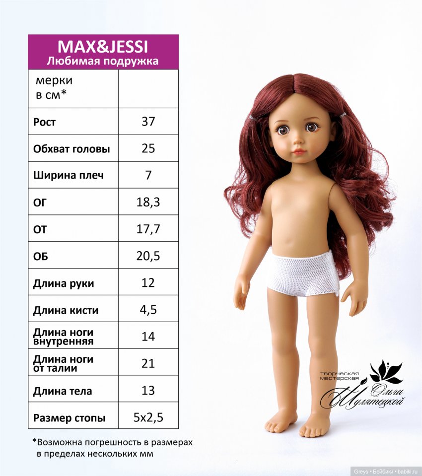 Мерки куклы MAX&JESSI — Куклы Max & Jessi (Любимая подружка): виниловые (фото 5)