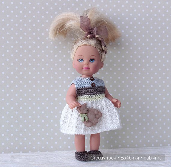 Любимое платье для куколки 11 см из ириса Гамма от Урывской Ольги